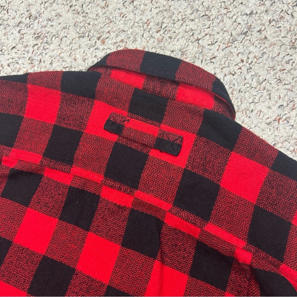 Woolrich Oxbow Bend Flannel Shirt Buffalo Plaid Button Up Heavy Large Long Red - Picture 7 of 7
